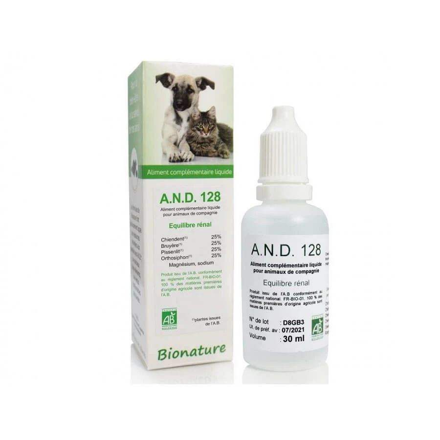 Bionature A.N.D 128 Équilibre Rénal Chien Chat 30 Ml