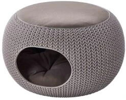 Curver Niche Ronde Aspect Tricot Avec Coussin Chien Et Chat Sable