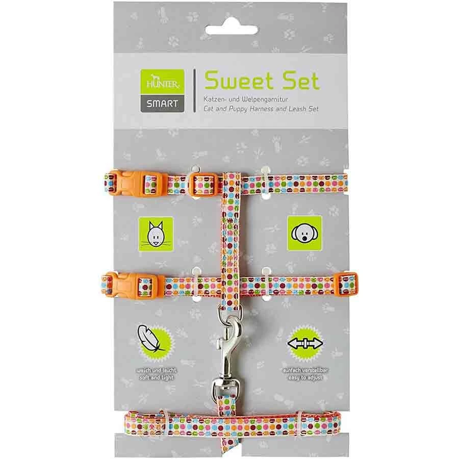 Hunter Harnais + Laisse Pour Chiot Et Chat Orange à Pois