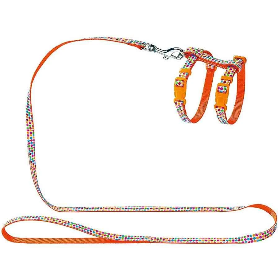 Hunter Harnais + Laisse Pour Chiot Et Chat Orange à Pois – Image 2