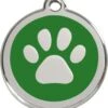 RedDingo Médaille D'identité "Patte" 20 Mm Vert -Boutique Trixie reddingo me daille d identite patte vert la compagnie des animaux