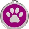 RedDingo Médaille D'identité "Patte" 20 Mm Violet -Boutique Trixie reddingo me daille d identite patte violet la compagnie des animaux